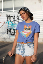 Load image into Gallery viewer, Skateboarding Corgi Love Women&#39;s Cotton T-Shirt-Apparel-Apparel, Corgi, Shirt, T Shirt-12