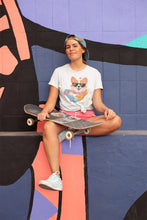 Load image into Gallery viewer, Skateboarding Corgi Love Women&#39;s Cotton T-Shirt-Apparel-Apparel, Corgi, Shirt, T Shirt-4