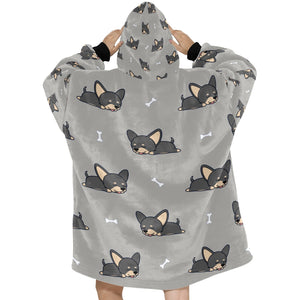 Sleeping Black and Tan Chihuahua Blanket Hoodie for Women-Apparel-Apparel, Blankets-14