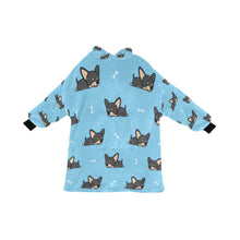 Load image into Gallery viewer, Sleeping Black and Tan Chihuahua Blanket Hoodie for Women-Apparel-Apparel, Blankets-SkyBlue-ONE SIZE-2