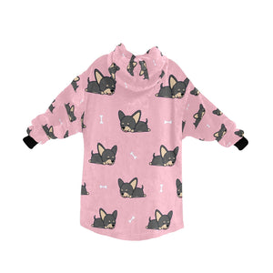 Sleeping Black and Tan Chihuahua Blanket Hoodie for Women-Apparel-Apparel, Blankets-3