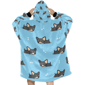 Sleeping Black and Tan Chihuahua Blanket Hoodie for Women-Apparel-Apparel, Blankets-7