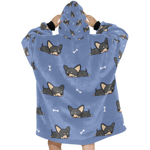 Sleeping Black and Tan Chihuahua Blanket Hoodie for Women-Apparel-Apparel, Blankets-8