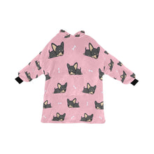 Load image into Gallery viewer, Sleeping Black and Tan Chihuahua Blanket Hoodie for Women-Apparel-Apparel, Blankets-Pink-ONE SIZE-1