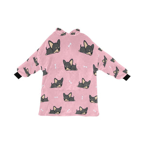 Sleeping Black and Tan Chihuahua Blanket Hoodie for Women-Apparel-Apparel, Blankets-Pink-ONE SIZE-1