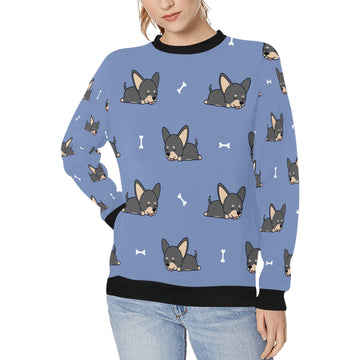 Sleeping Black and Tan Chihuahua Love Women's Sweatshirt-Apparel-Apparel, Chihuahua, Sweatshirt-CornflowerBlue-XS-2