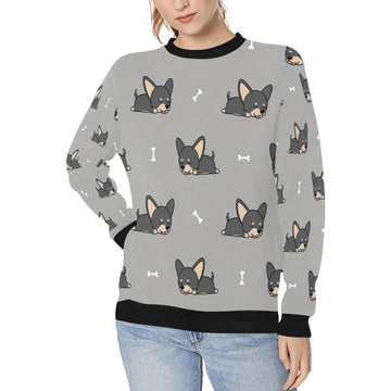 Sleeping Black and Tan Chihuahua Love Women's Sweatshirt-Apparel-Apparel, Chihuahua, Sweatshirt-DarkGray-XS-7