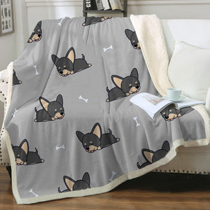 Sleeping Black and Tan Chihuahua Soft Warm Fleece Blanket - 4 Colors-Blanket-Blankets, Chihuahua, Home Decor-13