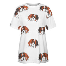 Load image into Gallery viewer, Sleeping Saint Bernard Love All Over Print Women&#39;s Cotton T-Shirt - 4 Colors-Apparel-Apparel, Saint Bernard, Shirt, T Shirt-11