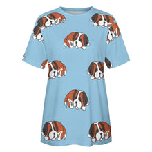 Load image into Gallery viewer, Sleeping Saint Bernard Love All Over Print Women&#39;s Cotton T-Shirt - 4 Colors-Apparel-Apparel, Saint Bernard, Shirt, T Shirt-12