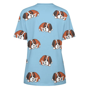Sleeping Saint Bernard Love All Over Print Women's Cotton T-Shirt - 4 Colors-Apparel-Apparel, Saint Bernard, Shirt, T Shirt-5