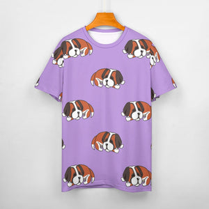 Sleeping Saint Bernard Love All Over Print Women's Cotton T-Shirt - 4 Colors-Apparel-Apparel, Saint Bernard, Shirt, T Shirt-9