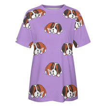 Load image into Gallery viewer, Sleeping Saint Bernard Love All Over Print Women&#39;s Cotton T-Shirt - 4 Colors-Apparel-Apparel, Saint Bernard, Shirt, T Shirt-8
