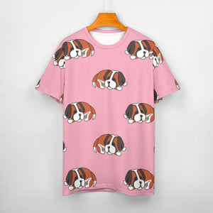 Sleeping Saint Bernard Love All Over Print Women's Cotton T-Shirt - 4 Colors-Apparel-Apparel, Saint Bernard, Shirt, T Shirt-3