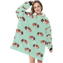Load image into Gallery viewer, Sleeping Saint Bernard Love Blanket Hoodie for Women - 4 Colors-Blanket-Blanket Hoodie, Blankets, Saint Bernard-3