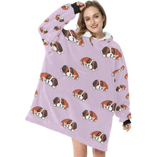 Load image into Gallery viewer, Sleeping Saint Bernard Love Blanket Hoodie for Women - 4 Colors-Blanket-Blanket Hoodie, Blankets, Saint Bernard-5