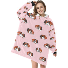 Load image into Gallery viewer, Sleeping Saint Bernard Love Blanket Hoodie for Women - 4 Colors-Blanket-Blanket Hoodie, Blankets, Saint Bernard-Light Pink-ONE SIZE-1
