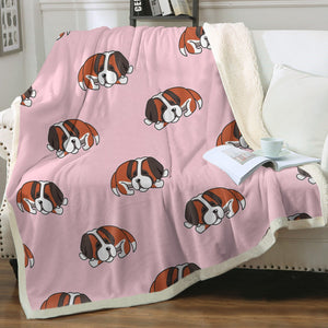 Sleeping Saint Bernard Love Soft Warm Fleece Blanket - 4 Colors-Blanket-Blankets, Home Decor, Saint Bernard-Soft Pink-Small-3
