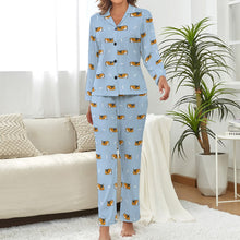 Load image into Gallery viewer, Sleepy Beagle Love Pajamas Set for Women-Pajamas-Apparel, Beagle, Pajamas-Light Blue-S-1