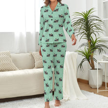 Load image into Gallery viewer, Sleepy Black Tan Chihuahuas Pajamas Set for Women - 4 Colors-Pajamas-Apparel, Chihuahua, Pajamas-Mint Green-S-5