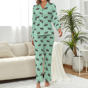 Sleepy Black Tan Chihuahuas Pajamas Set for Women - 4 Colors-Pajamas-Apparel, Chihuahua, Pajamas-Mint Green-S-5