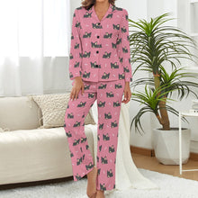 Load image into Gallery viewer, Sleepy Black Tan Chihuahuas Pajamas Set for Women - 4 Colors-Pajamas-Apparel, Chihuahua, Pajamas-Dusty Rose-S-1