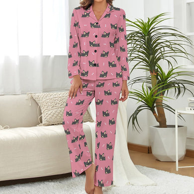 Sleepy Black Tan Chihuahuas Pajamas Set for Women - 4 Colors-Pajamas-Apparel, Chihuahua, Pajamas-Dusty Rose-S-1