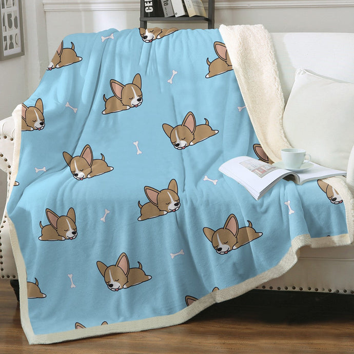 Sleepy Chihuahua Love Soft Warm Fleece Blanket - 4 Colors-Blanket-Blankets, Chihuahua, Home Decor-Sky Blue-Small-1