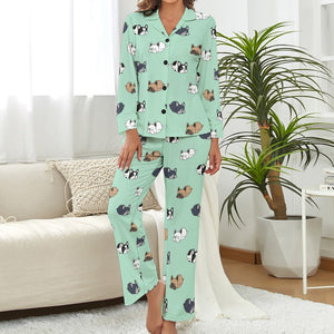 Sleepy French Bulldog Love Pajamas Set for Women - 4 Colors-Pajamas-Apparel, French Bulldog, Pajamas-Mint Green-S-2