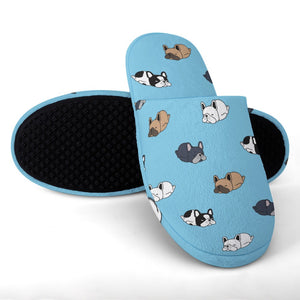 Sleepy French Bulldog Love Women's Cotton Mop Slippers-Footwear-Accessories, French Bulldog, Slippers-10