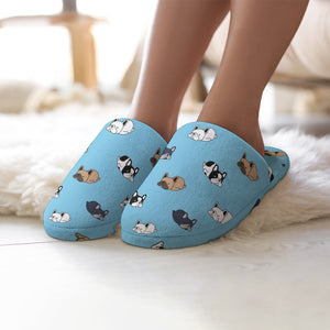 Sleepy French Bulldog Love Women's Cotton Mop Slippers-Footwear-Accessories, French Bulldog, Slippers-12