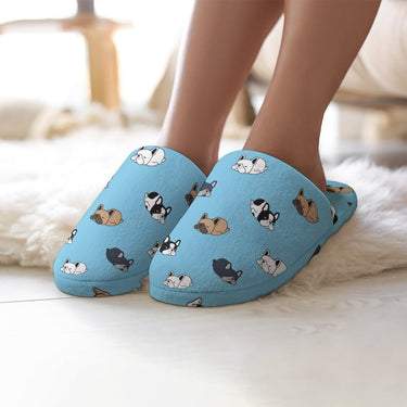 Sleepy French Bulldog Love Women s Cotton Mop Slippers