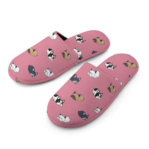 Sleepy French Bulldog Love Women's Cotton Mop Slippers-Footwear-Accessories, French Bulldog, Slippers-5