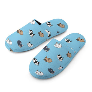Sleepy French Bulldog Love Women's Cotton Mop Slippers-Footwear-Accessories, French Bulldog, Slippers-8