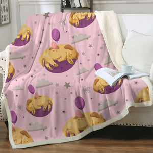 Sleepy Golden Retriever Love Soft Warm Fleece Blanket-Blanket-Blankets, Golden Retriever, Home Decor-Soft Pink-Small-3
