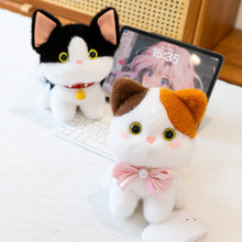 Load image into Gallery viewer, Small Black and White Tuxedo Cat Plush Toy with Golden Bell - Cute Little Kitten Collection-11