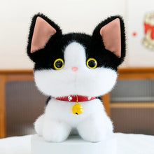 Load image into Gallery viewer, Small Black and White Tuxedo Cat Plush Toy with Golden Bell - Cute Little Kitten Collection-11