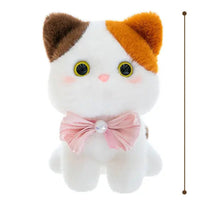 Load image into Gallery viewer, Small Calico Cat Plush Toy with Pink Bow - Cute Little Kitten Collection-3