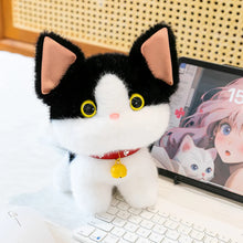 Load image into Gallery viewer, Small Black and White Tuxedo Cat Plush Toy with Golden Bell - Cute Little Kitten Collection-8