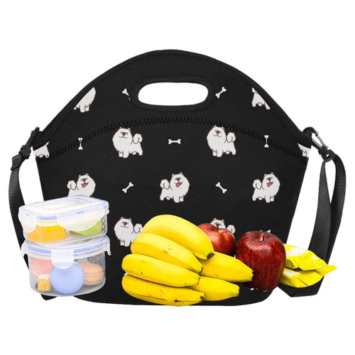 Smiling American Eskimo Dog Love Neoprene Lunch Bag-6