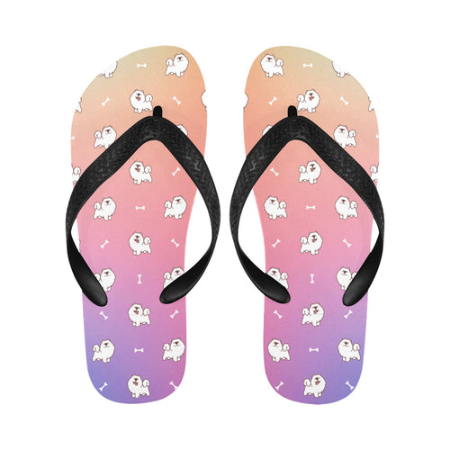 Smiling American Eskimo Dog Love Unisex Slippers - 7 Gradients-14
