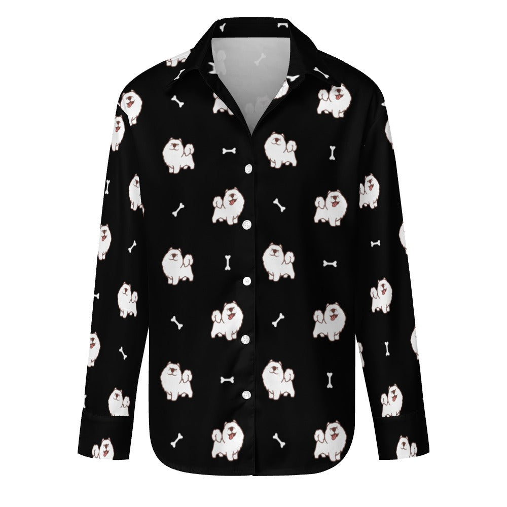 Smiling American Eskimo Dog Love Women's Shirt-S-Black7-25