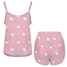 Load image into Gallery viewer, Smiling American Eskimo Dog Women&#39;s Cami and Shorts Pajama Set-10