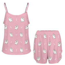 Load image into Gallery viewer, Smiling American Eskimo Dog Women&#39;s Cami and Shorts Pajama Set-11