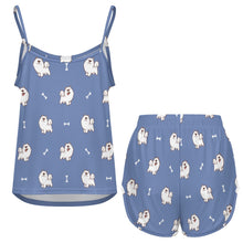 Load image into Gallery viewer, Smiling American Eskimo Dog Women&#39;s Cami and Shorts Pajama Set-15