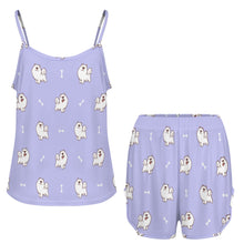 Load image into Gallery viewer, Smiling American Eskimo Dog Women&#39;s Cami and Shorts Pajama Set-6