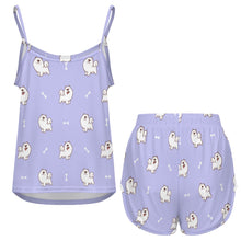 Load image into Gallery viewer, Smiling American Eskimo Dog Women&#39;s Cami and Shorts Pajama Set-7