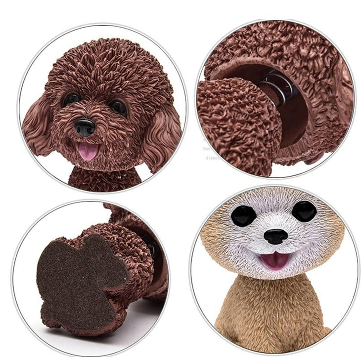 Smiling Brown Toy Poodle / Cockapoo / Labradoodle Resin Bobble HeadCar Accessories