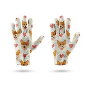 Smiling Corgi Face with Hearts Touch Screen Gloves-Accessories-Accessories, Dog Dad Gifts, Dog Mom Gifts, Gloves-12