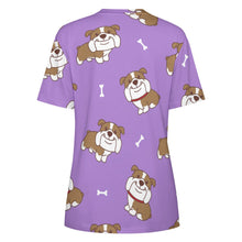 Load image into Gallery viewer, Smiling English Bulldog Love All Over Print Women&#39;s Cotton T-Shirt - 4 Colors-Apparel-Apparel, English Bulldog, Shirt, T Shirt-20